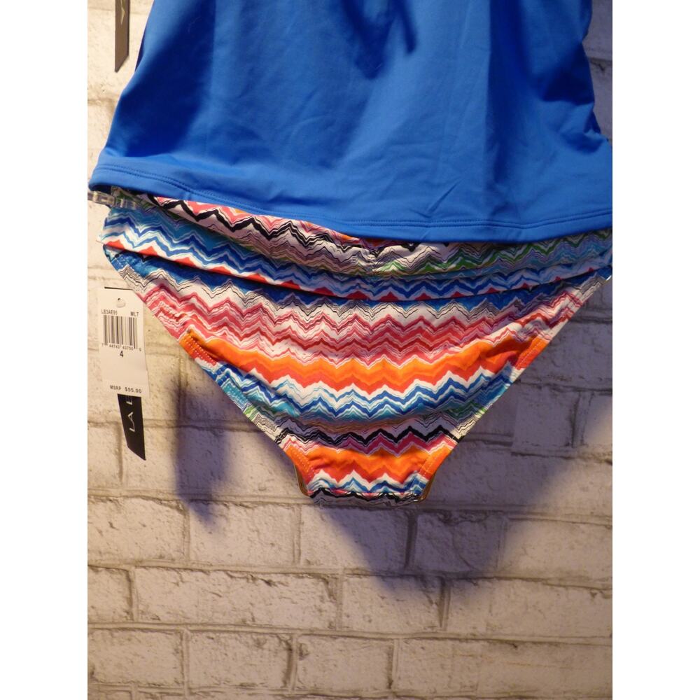 La Blanca Blue Twist Front Top & Folover Bikini Swim Set Size 4 NEW - Picture 8 of 8